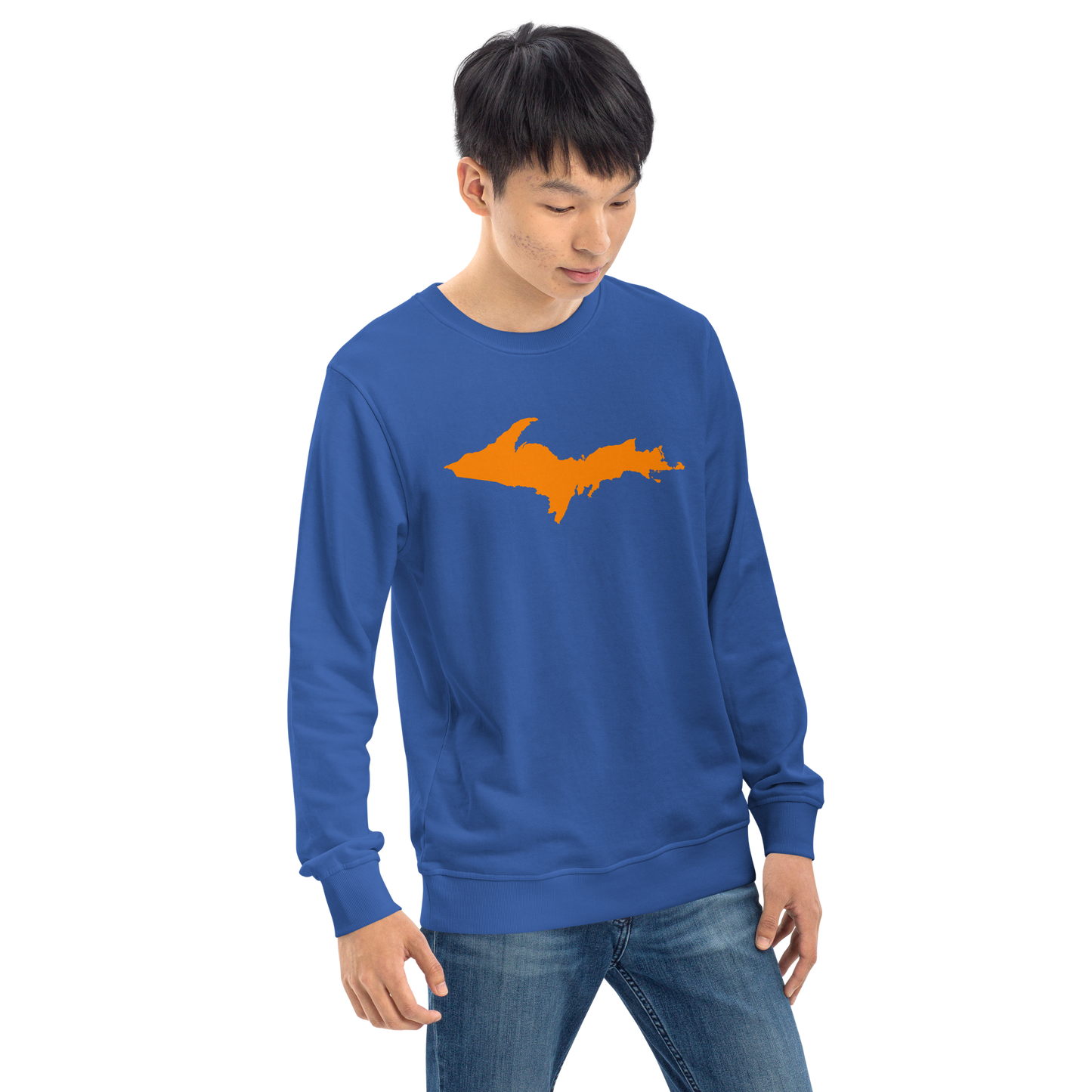 Michigan Upper Peninsula Organic Sweatshirt (w/ Orange UP Outline)