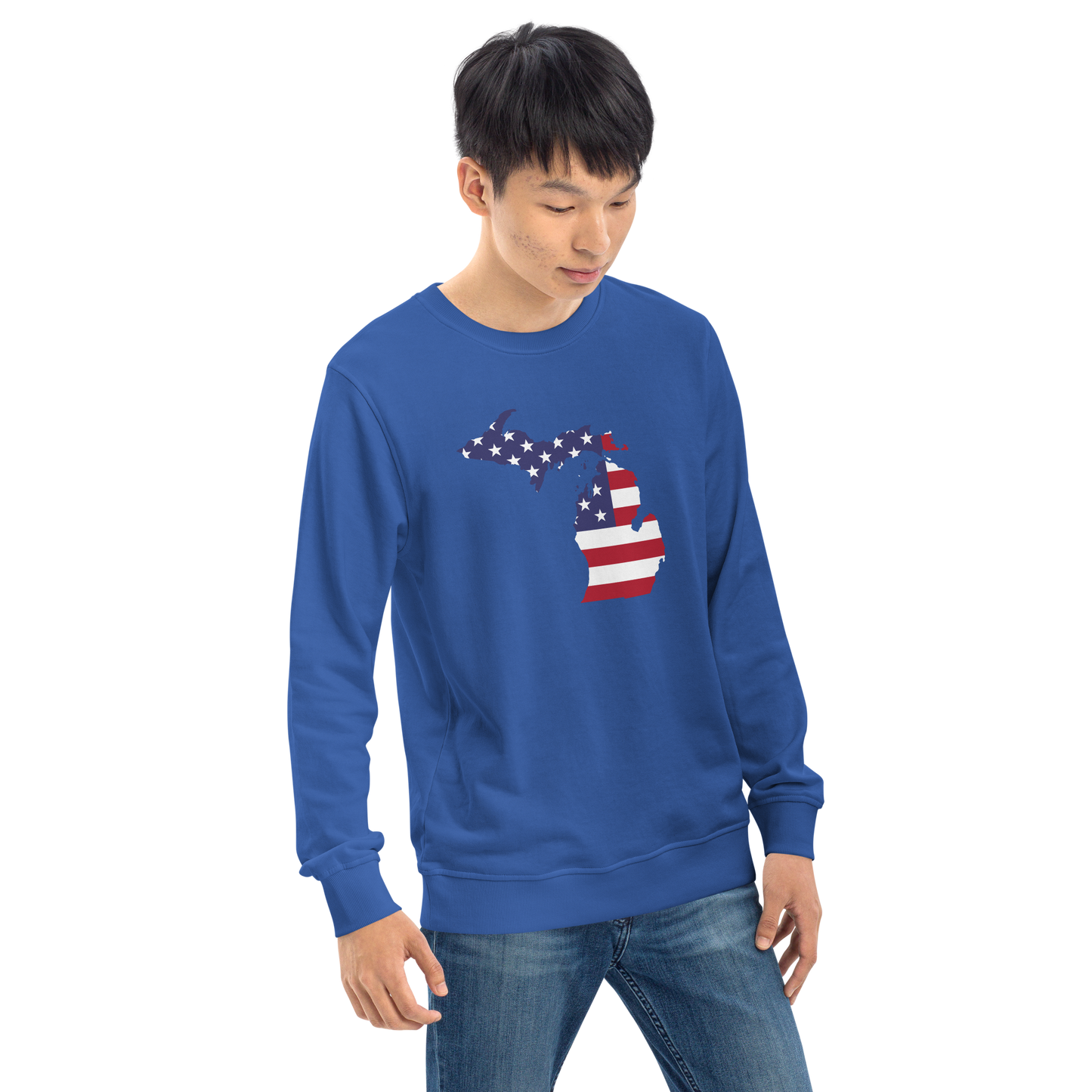 Michigan Organic Sweatshirt (w/ MI USA Flag Outline)