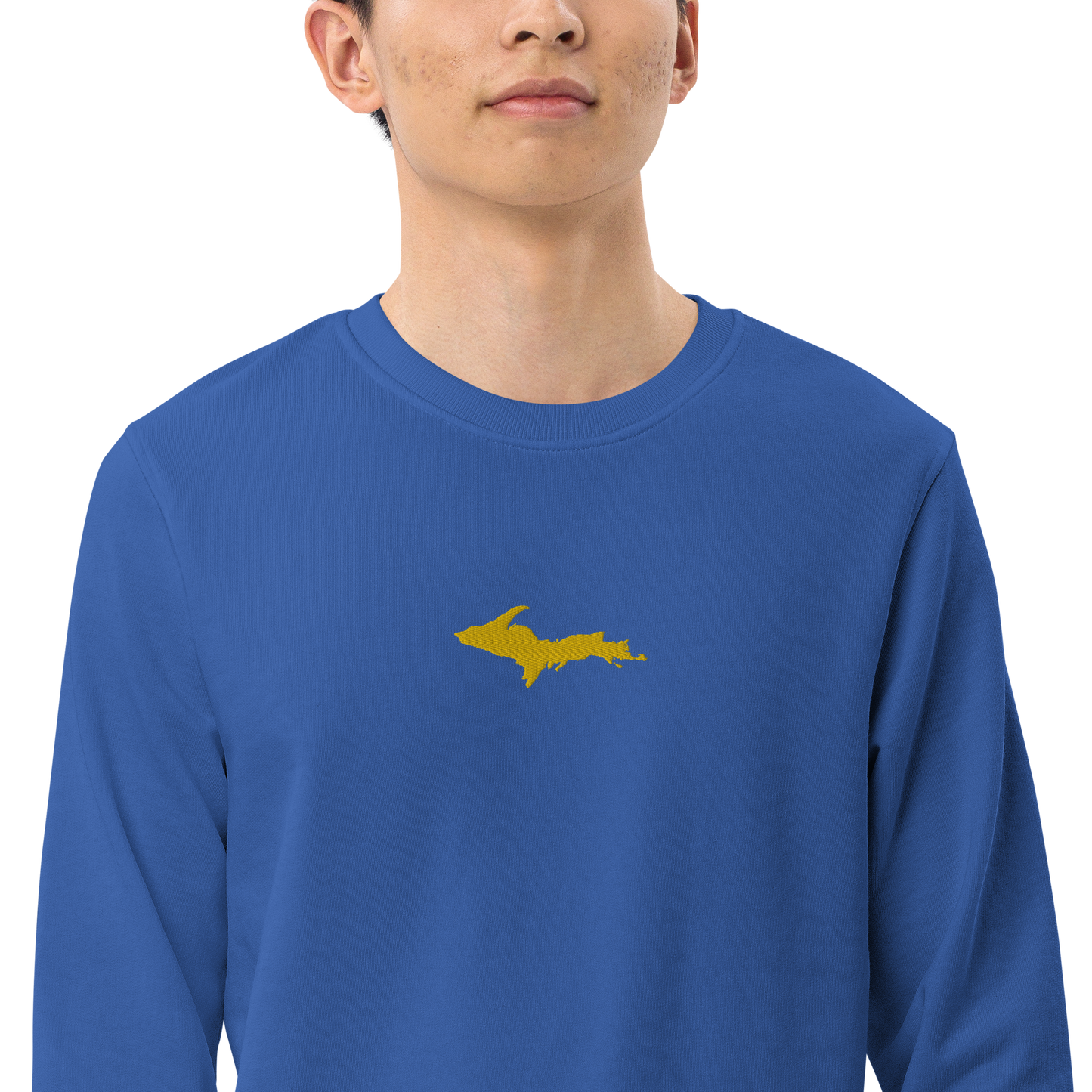 Michigan Upper Peninsula Sweatshirt (w/ Embroidered Gold UP Outline) | Unisex Organic