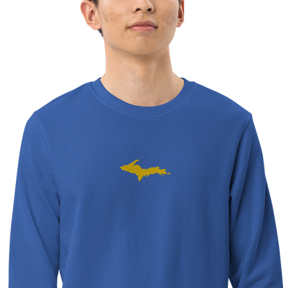 Michigan Upper Peninsula Sweatshirt (w/ Embroidered Gold UP Outline) | Unisex Organic