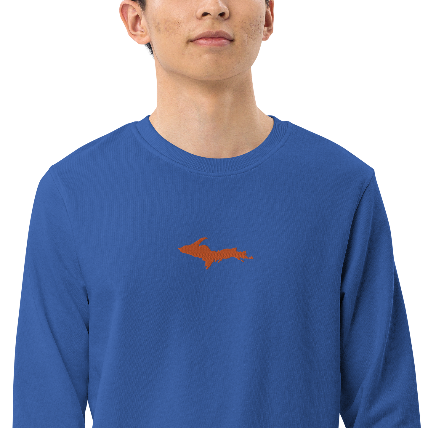 Michigan Upper Peninsula Sweatshirt (w/ Embroidered Orange UP Outline) | Unisex Organic