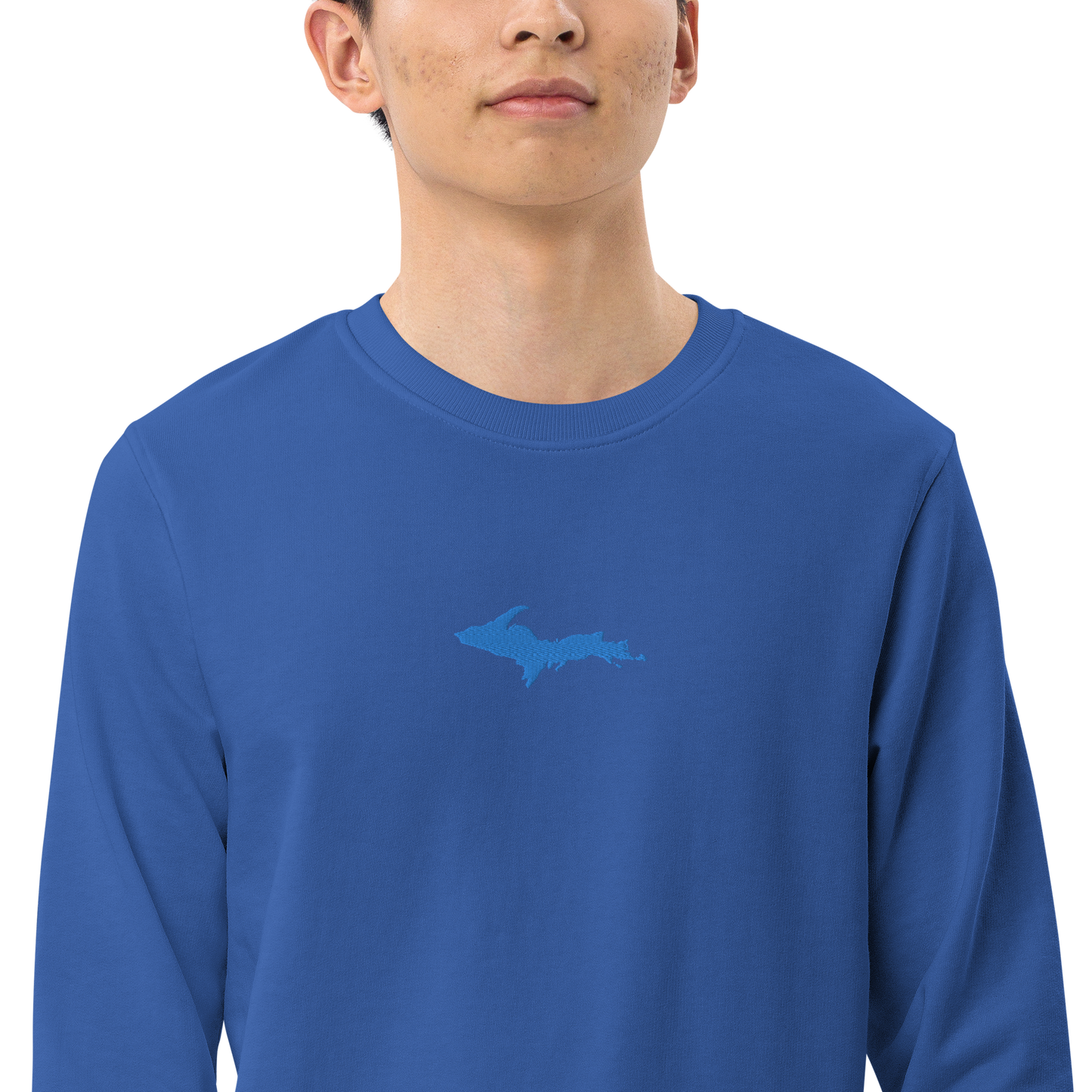 Michigan Upper Peninsula Sweatshirt (w/ Embroidered Azure UP Outline) | Unisex Organic