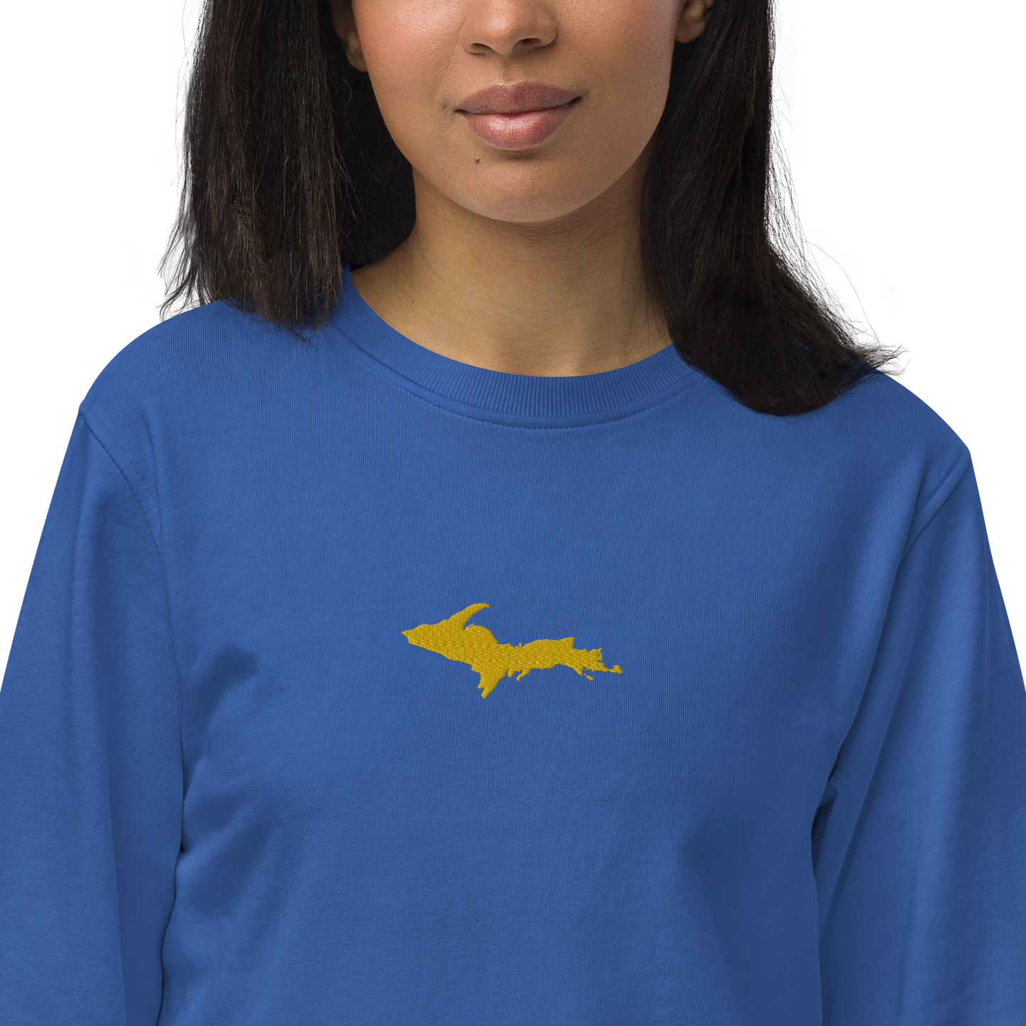 Michigan Upper Peninsula Sweatshirt (w/ Embroidered Gold UP Outline) | Unisex Organic