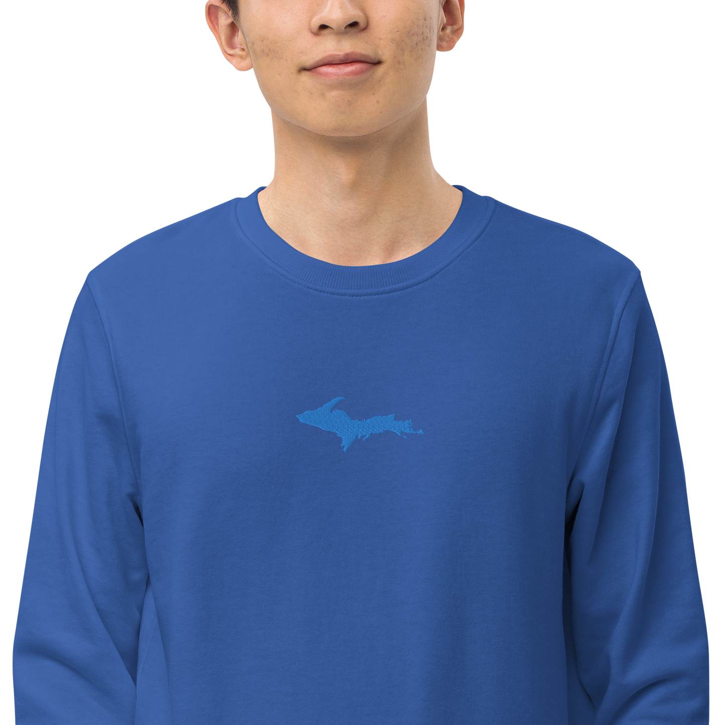 Michigan Upper Peninsula Sweatshirt (w/ Embroidered Azure UP Outline) | Unisex Organic