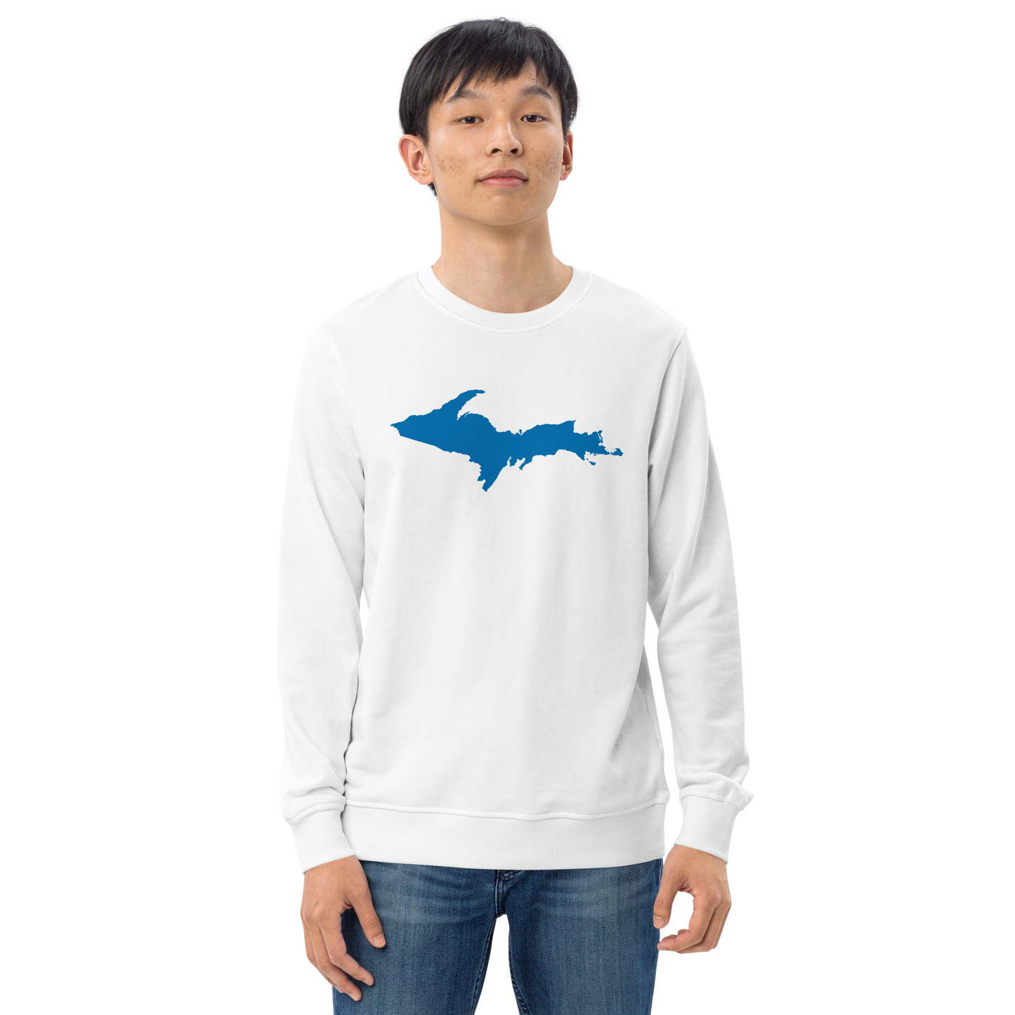 Michigan Upper Peninsula Organic Sweatshirt (w/ Azure UP Outline)