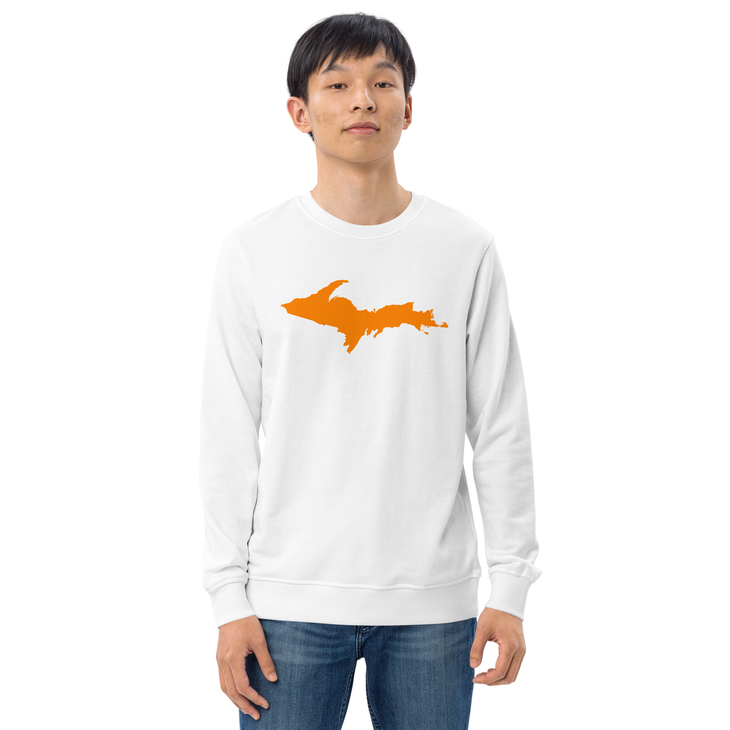 Michigan Upper Peninsula Organic Sweatshirt (w/ Orange UP Outline)