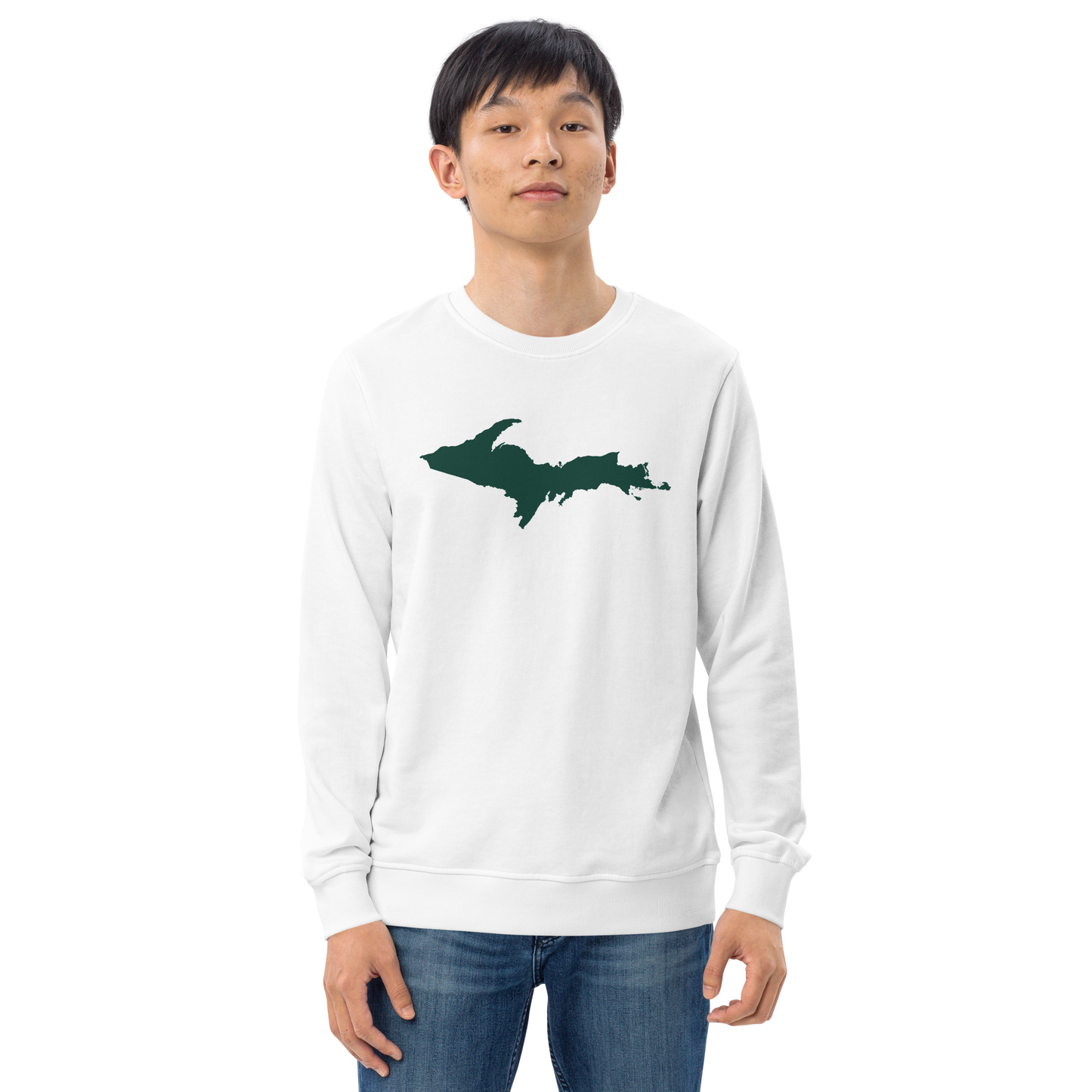 Michigan Upper Peninsula Organic Sweatshirt (w/ Green UP Outline)