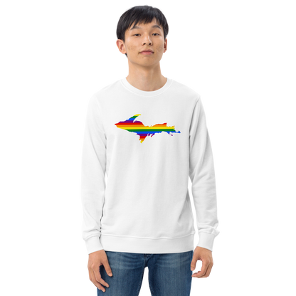 Michigan Upper Peninsula Sweatshirt (w/ UP Pride Flag Outline) | Unisex Organic