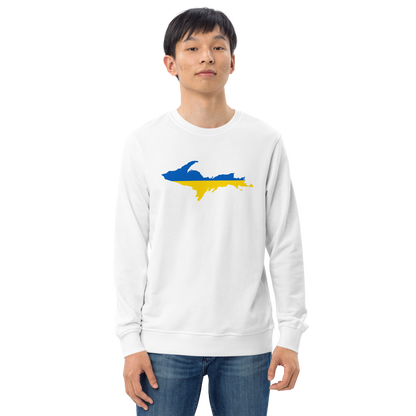 Michigan Upper Peninsula Sweatshirt (w/ Ukraine Flag Outline) | Unisex Organic