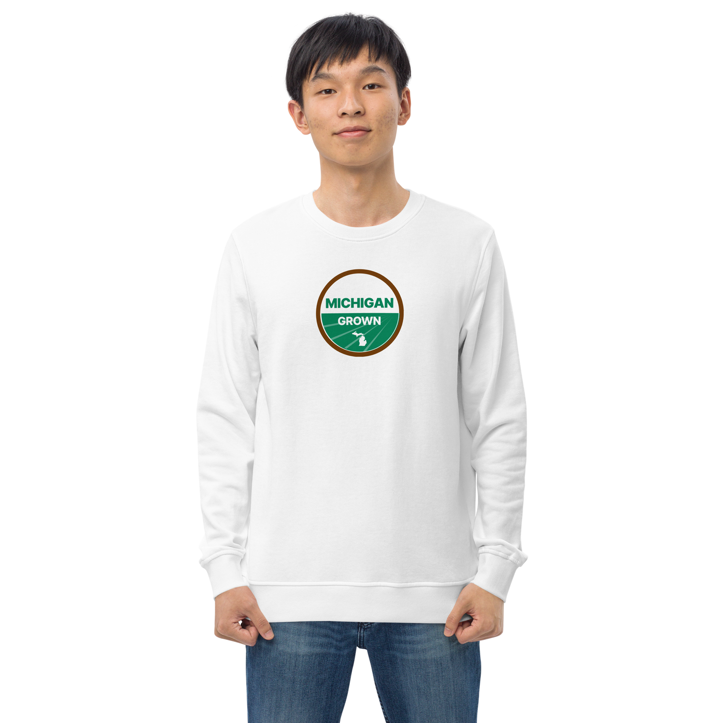 'Michigan Grown' Sweatshirt (Agricultural Certification Parody) | Unisex Organic