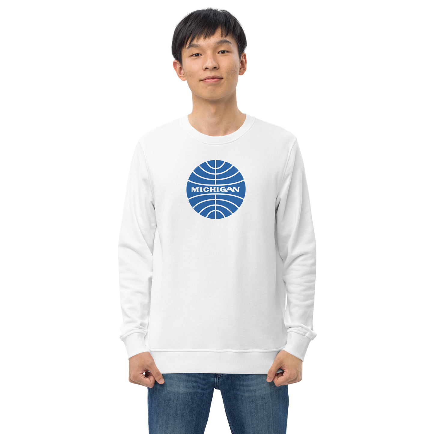 'Michigan' Organic Sweatshirt (Vintage Airline Parody)