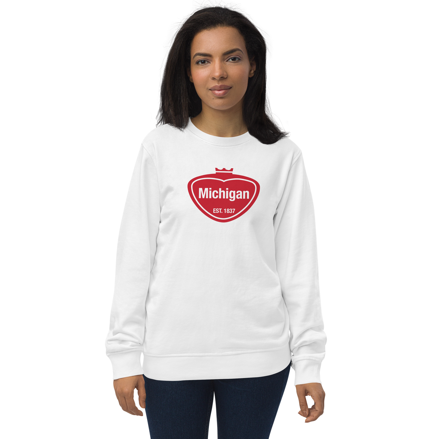 'Michigan EST 1837' Organic Sweatshirt (Local Sodapop Parody)