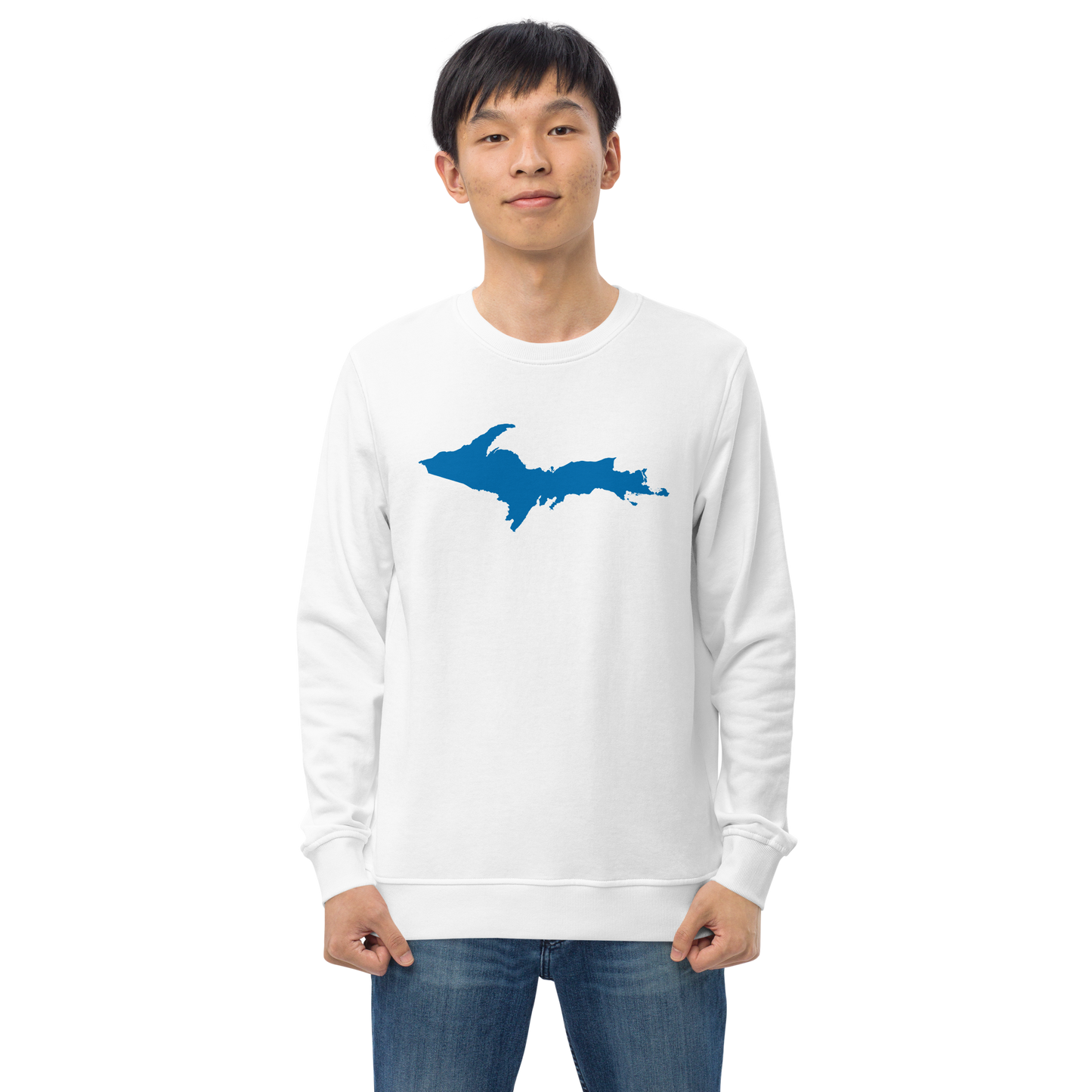 Michigan Upper Peninsula Organic Sweatshirt (w/ Azure UP Outline)