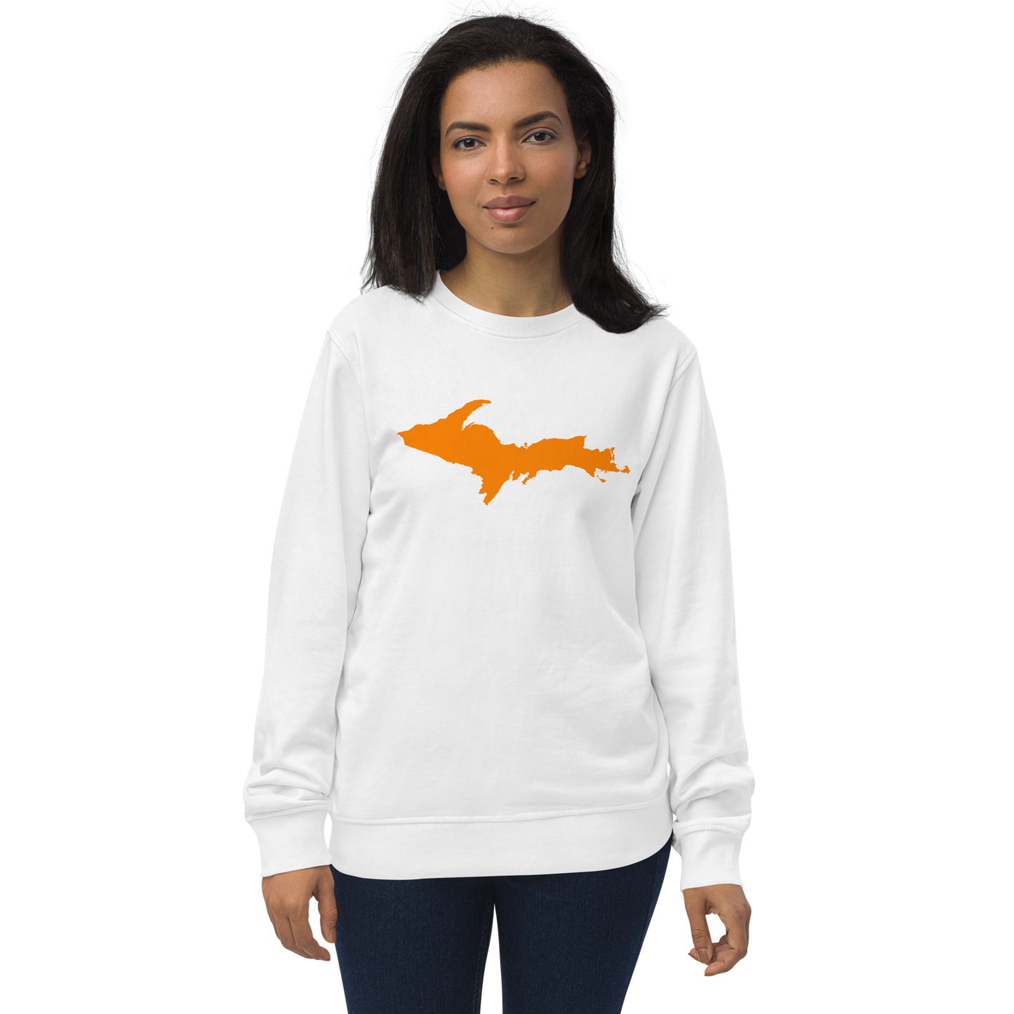 Michigan Upper Peninsula Organic Sweatshirt (w/ Orange UP Outline)