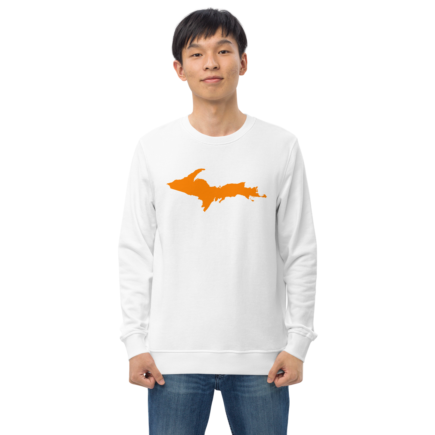 Michigan Upper Peninsula Organic Sweatshirt (w/ Orange UP Outline)