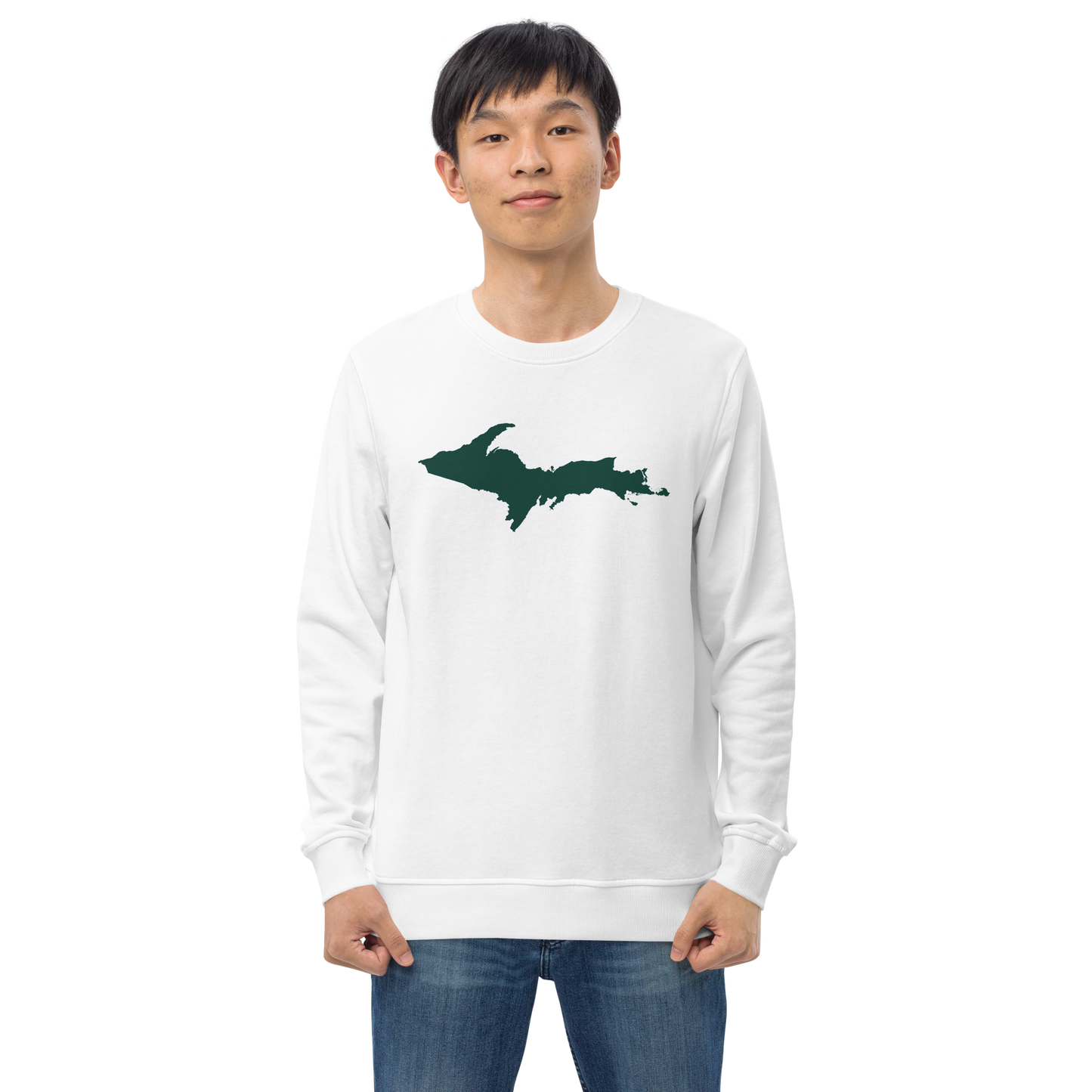 Michigan Upper Peninsula Organic Sweatshirt (w/ Green UP Outline)