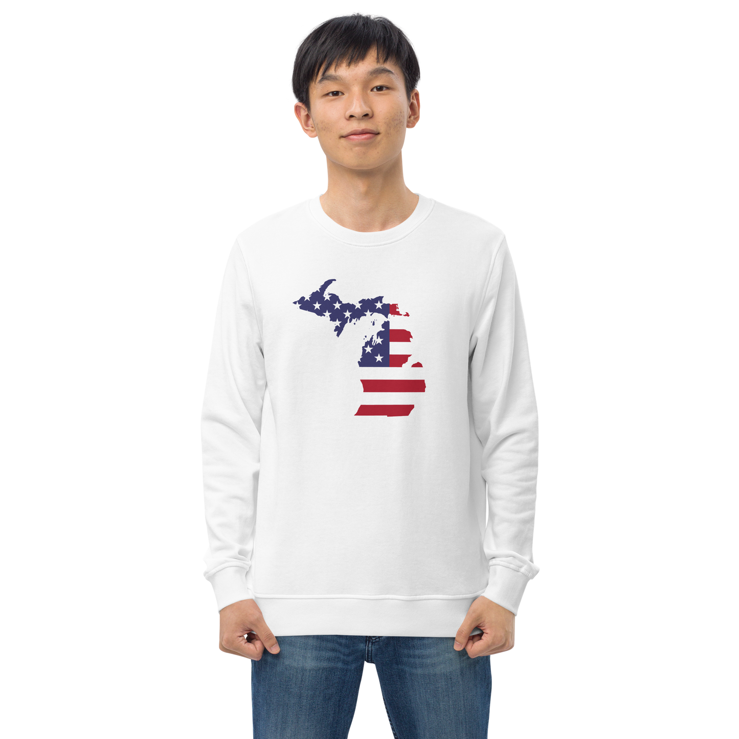 Michigan Organic Sweatshirt (w/ MI USA Flag Outline)