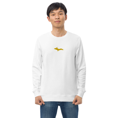 Michigan Upper Peninsula Sweatshirt (w/ Embroidered Gold UP Outline) | Unisex Organic