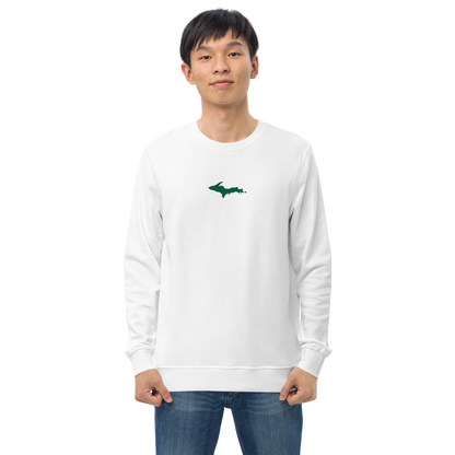 Michigan Upper Peninsula Sweatshirt (w/ Embroidered Green UP Outline) | Unisex Organic