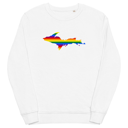 Michigan Upper Peninsula Sweatshirt (w/ UP Pride Flag Outline) | Unisex Organic