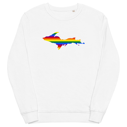 Michigan Upper Peninsula Sweatshirt (w/ UP Pride Flag Outline) | Unisex Organic