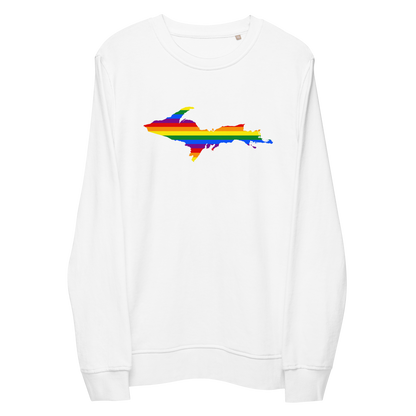 Michigan Upper Peninsula Sweatshirt (w/ UP Pride Flag Outline) | Unisex Organic