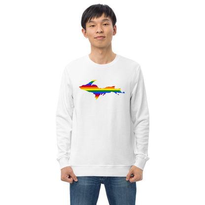 Michigan Upper Peninsula Sweatshirt (w/ UP Pride Flag Outline) | Unisex Organic