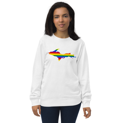 Michigan Upper Peninsula Sweatshirt (w/ UP Pride Flag Outline) | Unisex Organic