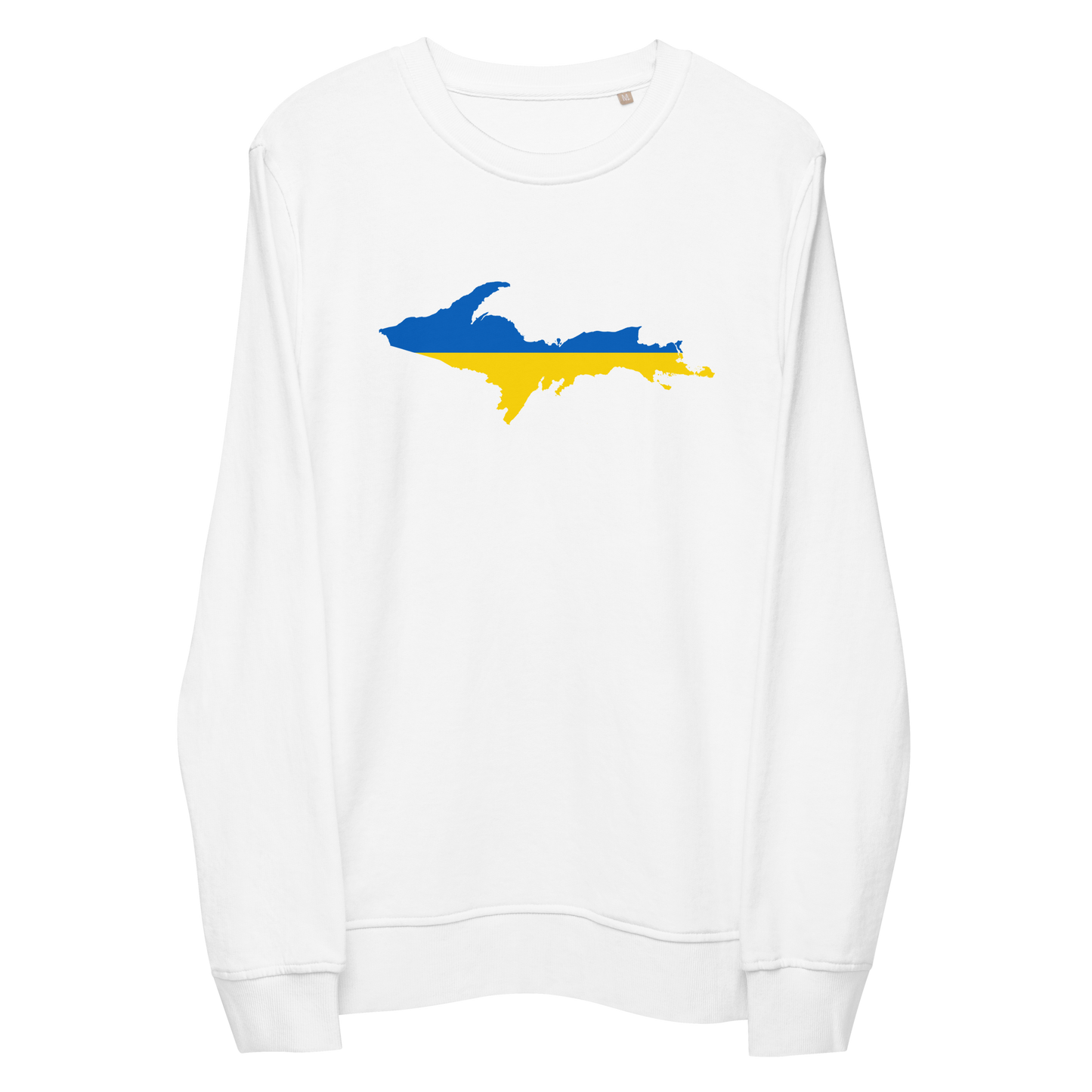 Michigan Upper Peninsula Sweatshirt (w/ Ukraine Flag Outline) | Unisex Organic