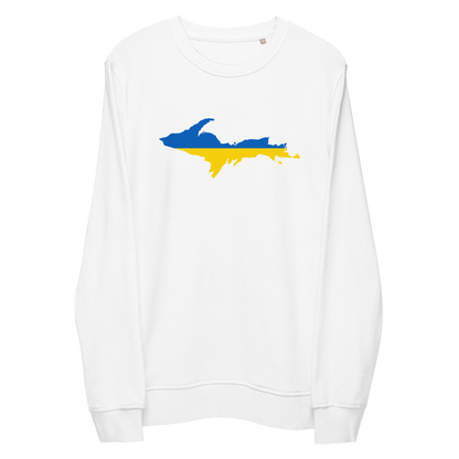 Michigan Upper Peninsula Sweatshirt (w/ Ukraine Flag Outline) | Unisex Organic