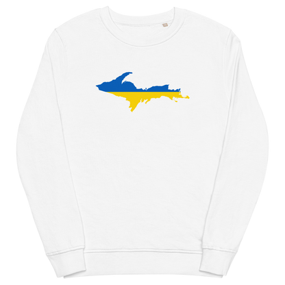 Michigan Upper Peninsula Sweatshirt (w/ Ukraine Flag Outline) | Unisex Organic