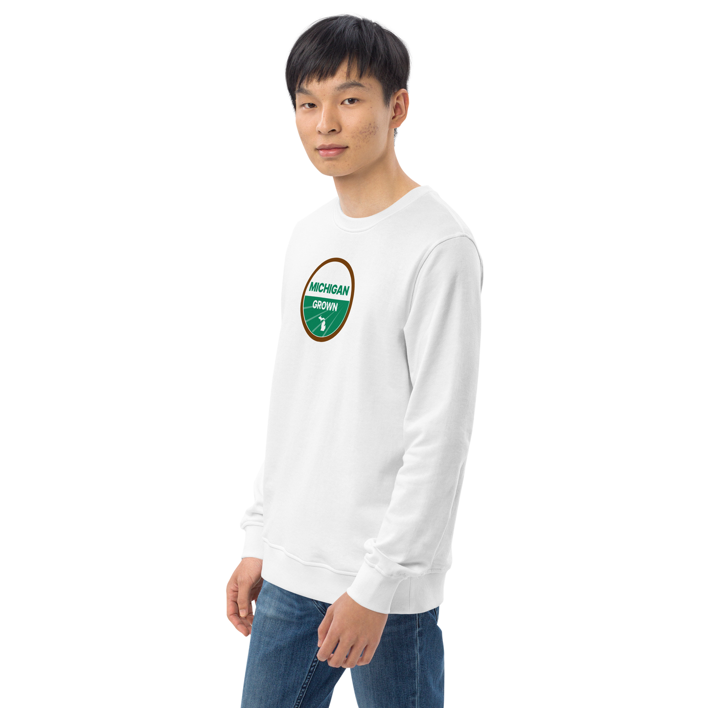 'Michigan Grown' Sweatshirt (Agricultural Certification Parody) | Unisex Organic