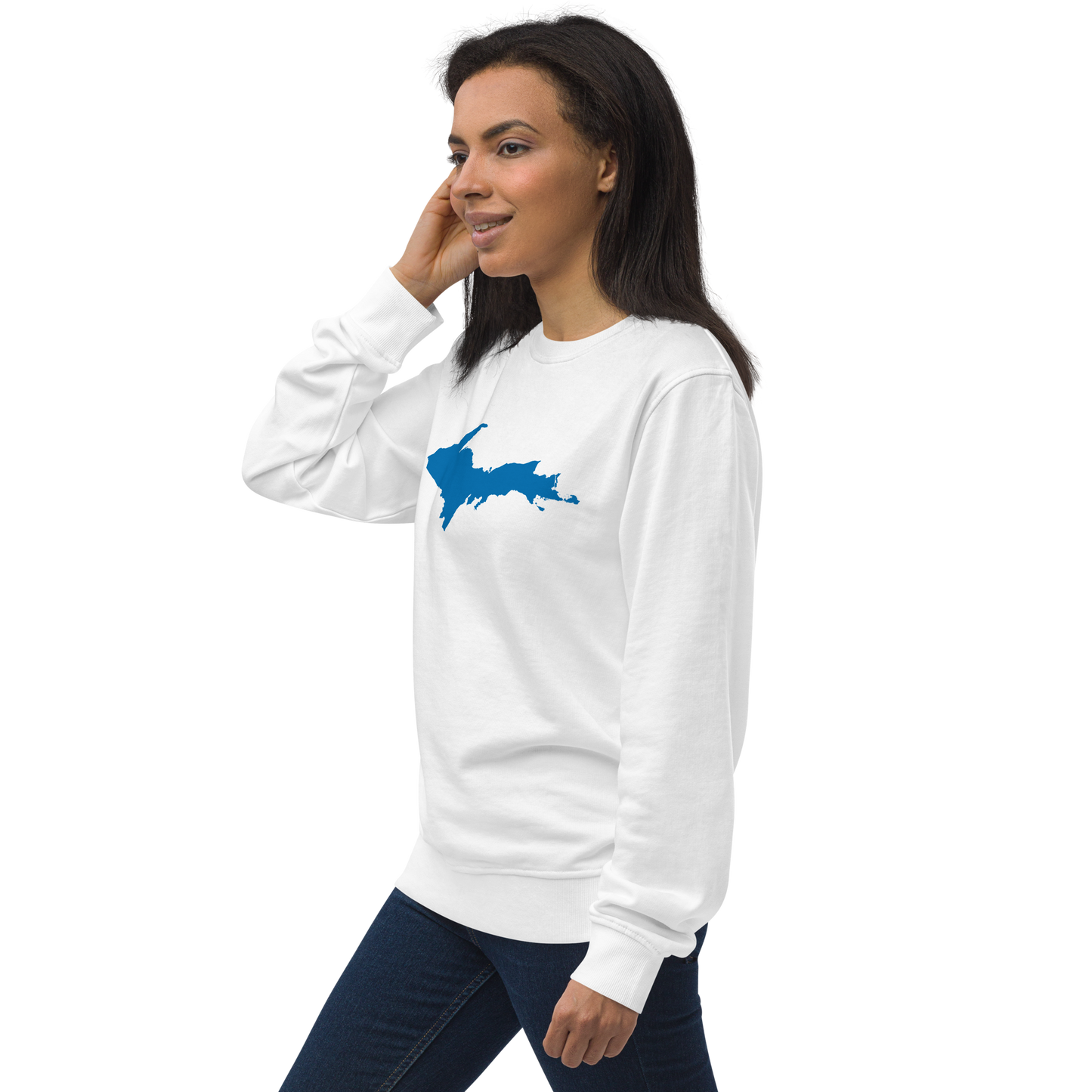 Michigan Upper Peninsula Organic Sweatshirt (w/ Azure UP Outline)