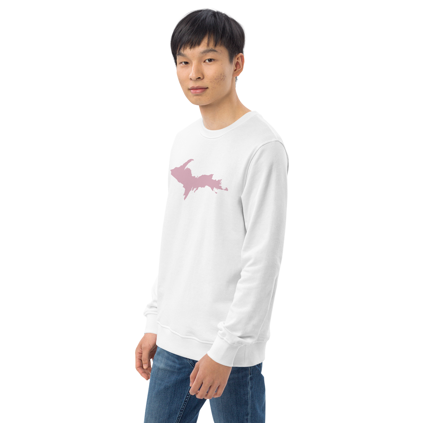 Michigan Upper Peninsula Organic Sweatshirt (w/ Pink UP Outline)