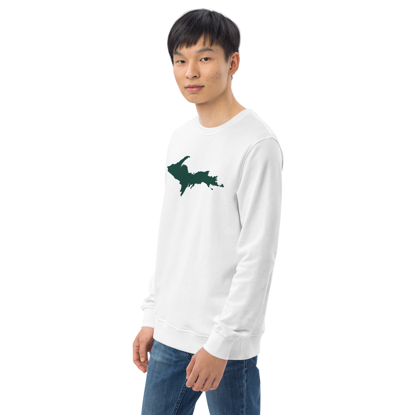 Michigan Upper Peninsula Organic Sweatshirt (w/ Green UP Outline)