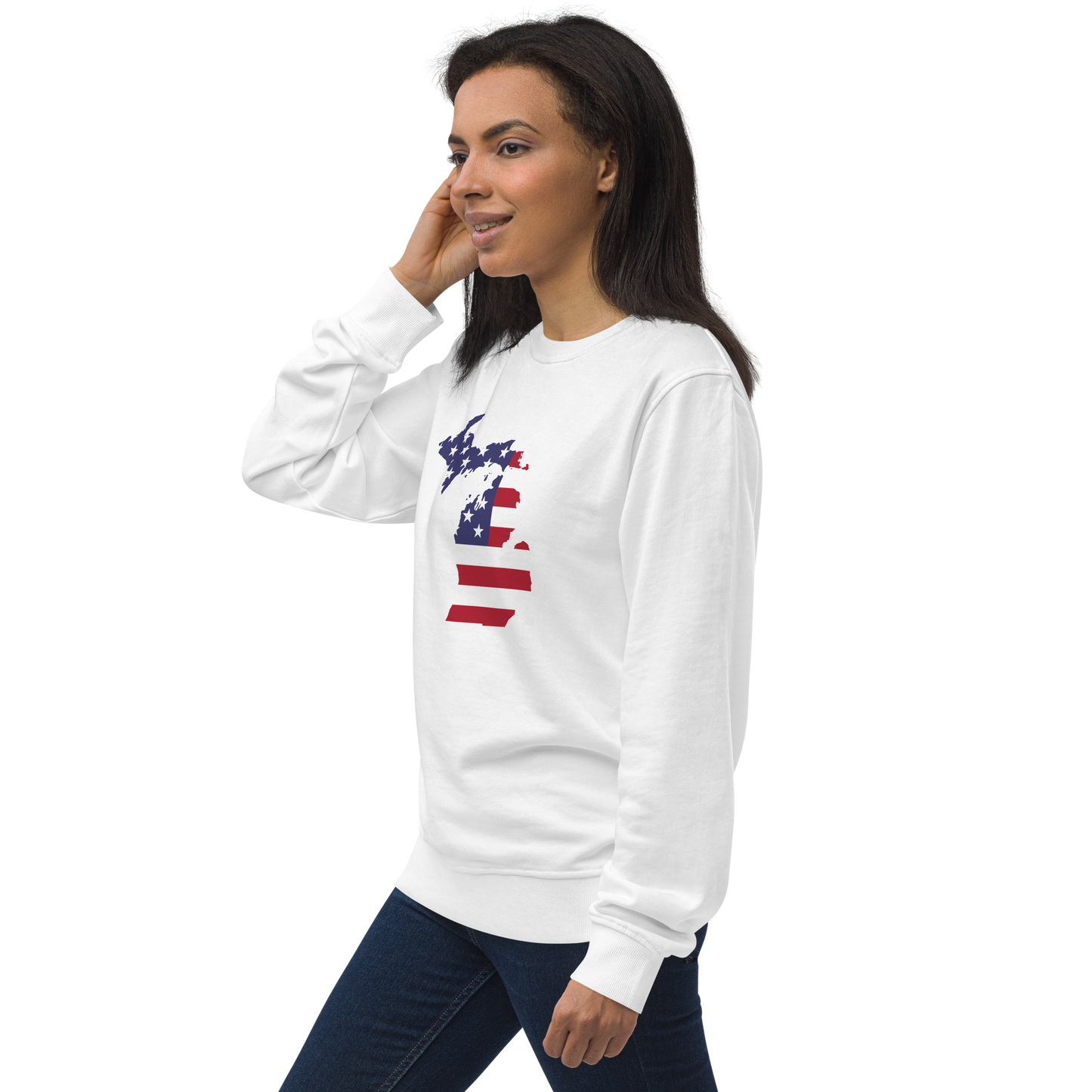 Michigan Organic Sweatshirt (w/ MI USA Flag Outline)