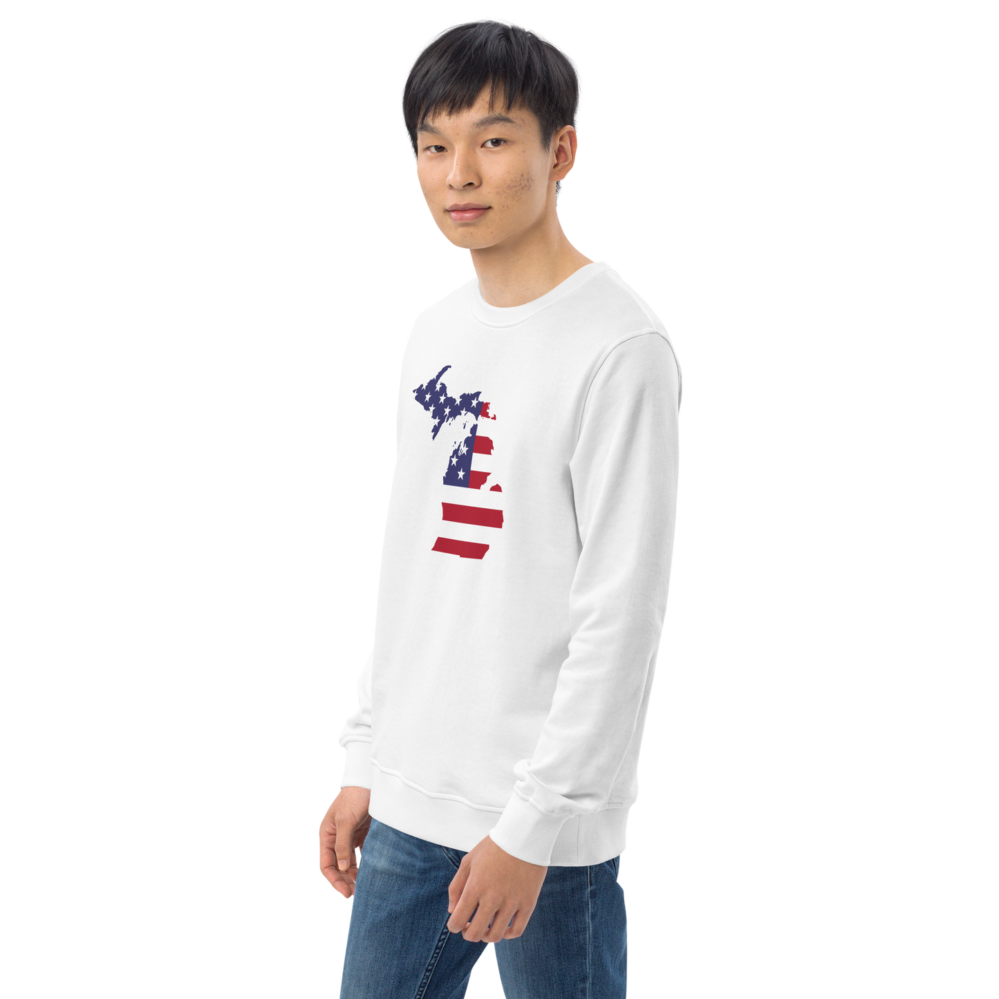 Michigan Organic Sweatshirt (w/ MI USA Flag Outline)