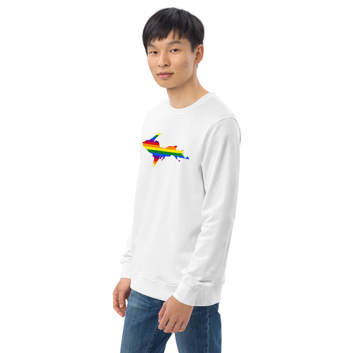 Michigan Upper Peninsula Sweatshirt (w/ UP Pride Flag Outline) | Unisex Organic