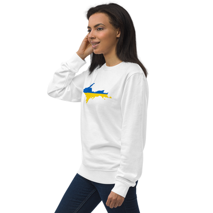 Michigan Upper Peninsula Sweatshirt (w/ Ukraine Flag Outline) | Unisex Organic