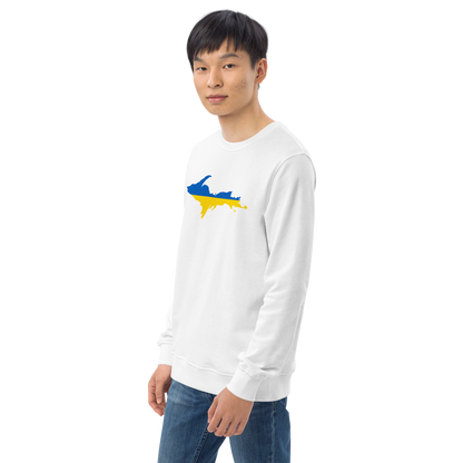 Michigan Upper Peninsula Sweatshirt (w/ Ukraine Flag Outline) | Unisex Organic