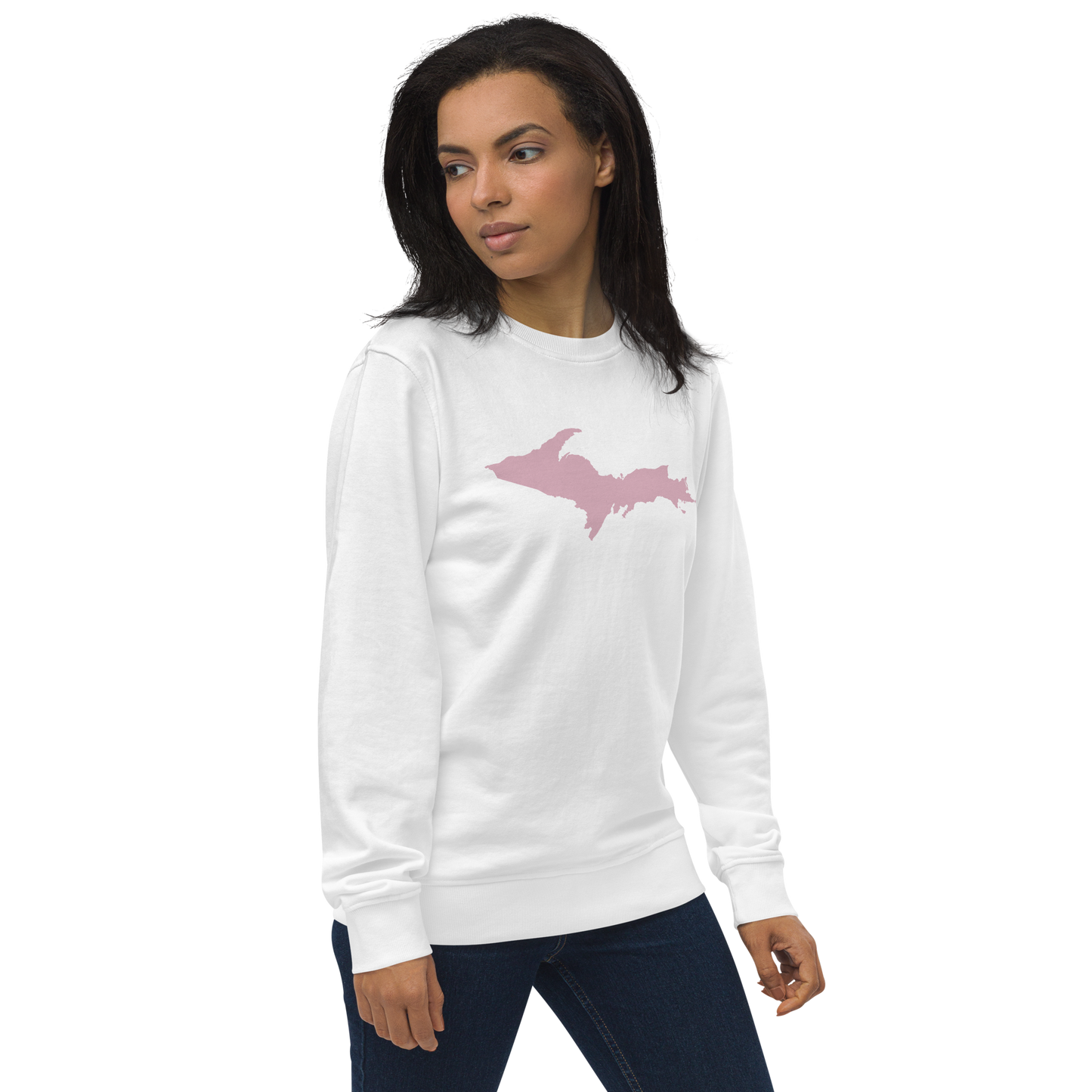 Michigan Upper Peninsula Organic Sweatshirt (w/ Pink UP Outline)