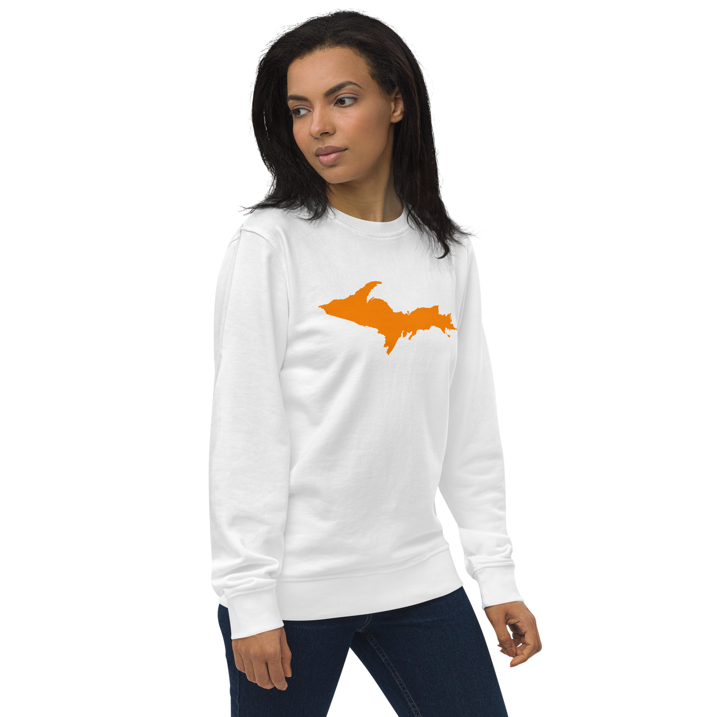 Michigan Upper Peninsula Organic Sweatshirt (w/ Orange UP Outline)