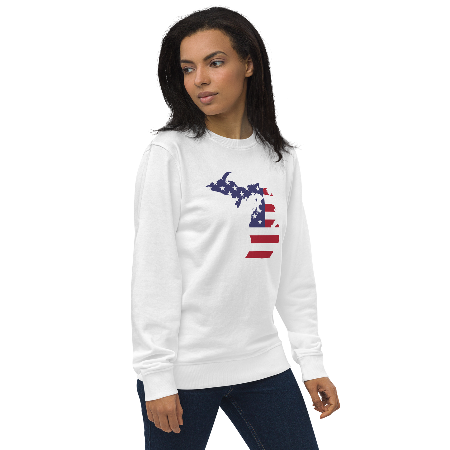 Michigan Organic Sweatshirt (w/ MI USA Flag Outline)