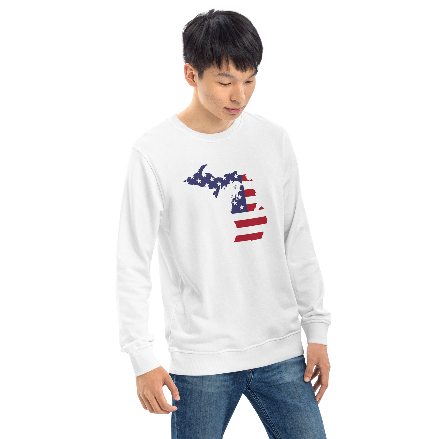 Michigan Organic Sweatshirt (w/ MI USA Flag Outline)