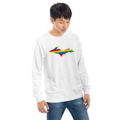 Michigan Upper Peninsula Sweatshirt (w/ UP Pride Flag Outline) | Unisex Organic