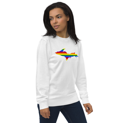 Michigan Upper Peninsula Sweatshirt (w/ UP Pride Flag Outline) | Unisex Organic