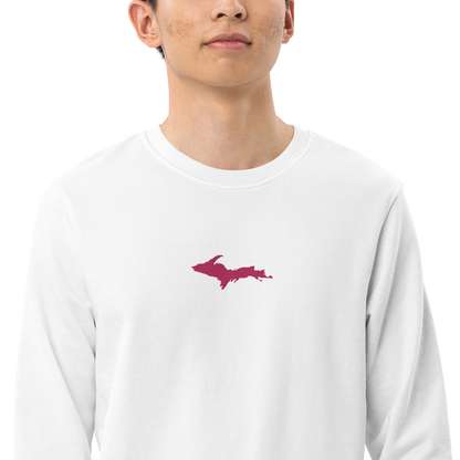 Michigan Upper Peninsula Sweatshirt (w/ Embroidered Pink UP Outline) | Unisex Organic