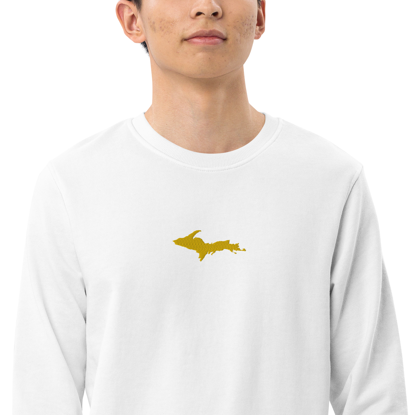 Michigan Upper Peninsula Sweatshirt (w/ Embroidered Gold UP Outline) | Unisex Organic