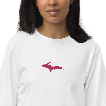 Michigan Upper Peninsula Sweatshirt (w/ Embroidered Pink UP Outline) | Unisex Organic