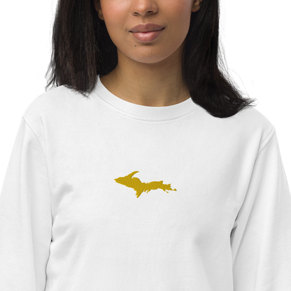 Michigan Upper Peninsula Sweatshirt (w/ Embroidered Gold UP Outline) | Unisex Organic